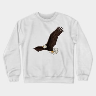 Happy flying bald eagle cartoon illustration Crewneck Sweatshirt